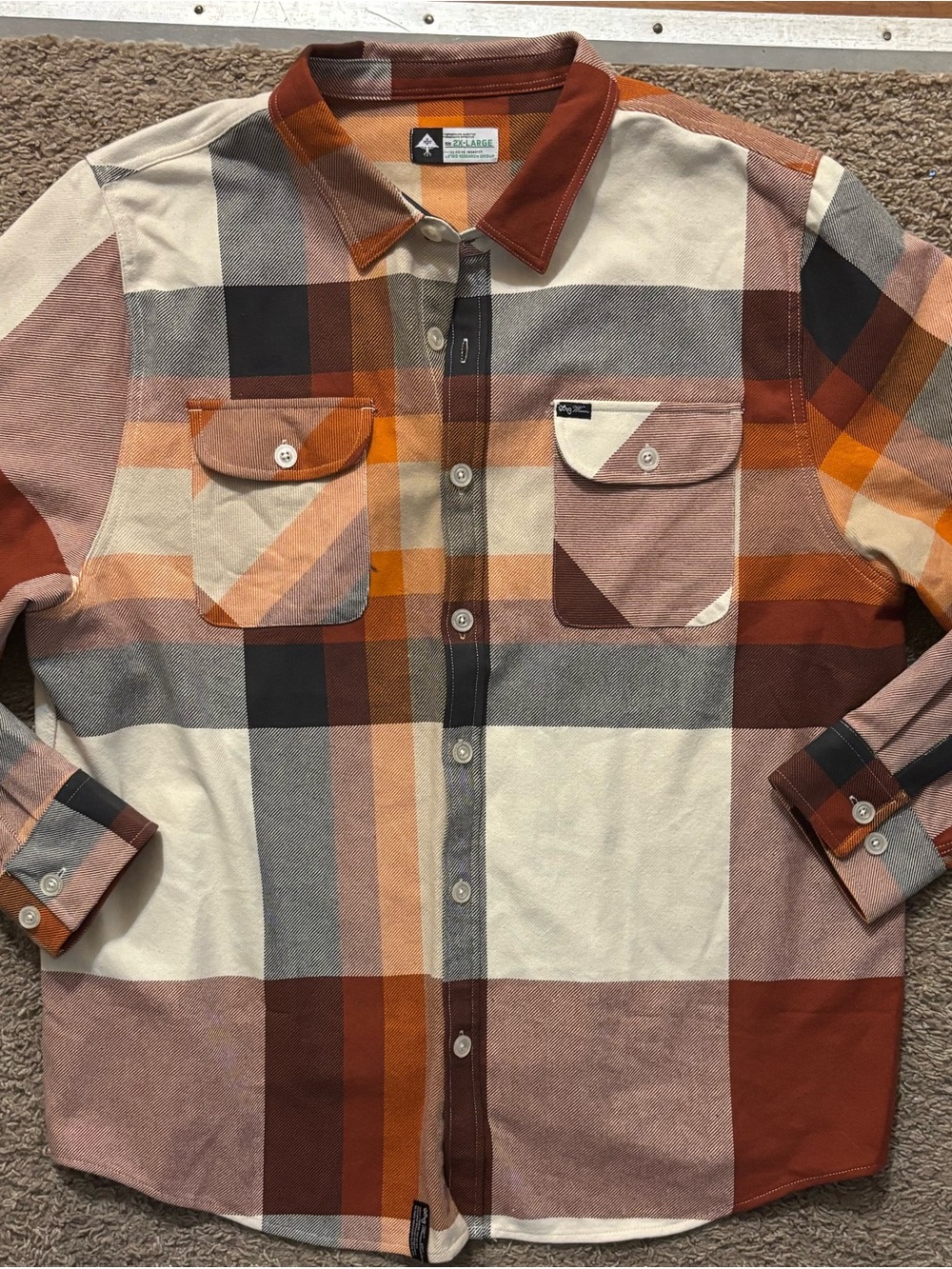 Men's 2XL Plaid Flannel Shirt - Rust Multicolor NWOT Thick and Durable NEW